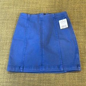 NWT Free People Mini Skirt Blue Denim Seam Lapis Lazuli Womens 4
